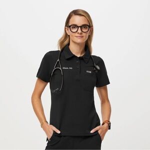 FIGS PRO Pique Black Women's Short Sleeved Polo Top